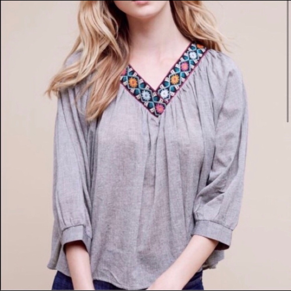 EUC Anthropologie Eri+Ali Peasant Boho Blouse Sz.M
